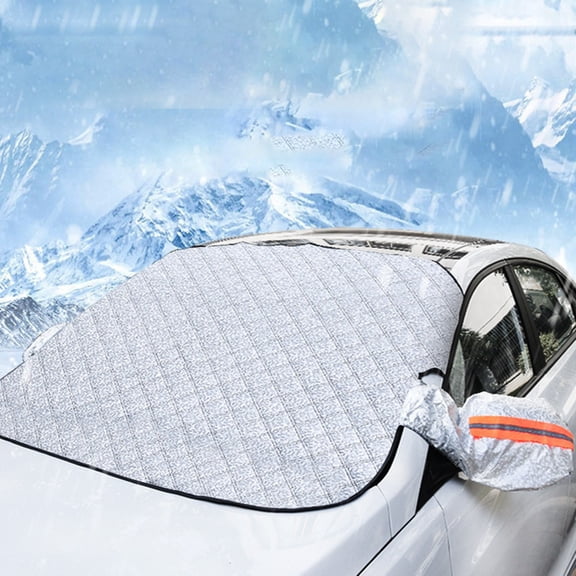 Fnochy Universal Car Windshield Snow Cover Protector All Weather Heavy Duty Windshield Sun Shade with Hood Mirror Covers Easy Install Durable