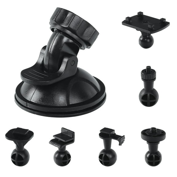 Fnochy Universal Dash Cam Mount 6 Joints Suction Cup Holder 360 Rotation for Most DVR GPS, Heavy Duty ABS POM PVC, Easy Install Windshield Bracket