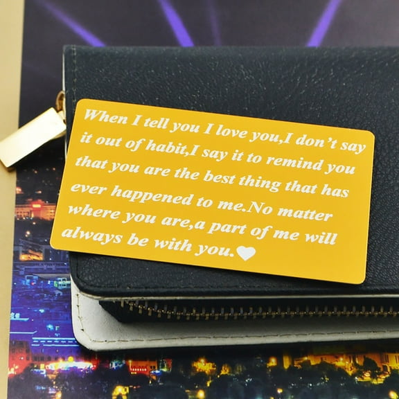 Fnochy Wallet Insert Card for Valentine's Day, Stainless Steel Couples Gift for Husband, Wife, Girlfriend, Wedding, Anniversary and Special Occasions