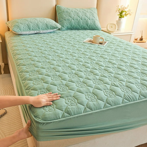 Fnochy Waterproof Bed Sheet, Comfortable Soft Mattress Protector, Thickened Breathable Cotton Cover, Anti-Fouling Fitted Sheet, Machine Washable for All Seasons - 150x200cm