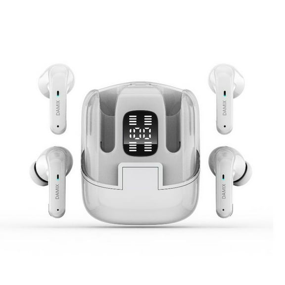 Fnochy Wireless Earbuds Bluetooth 5.5 Two Pairs Headphones HIFI Bass Stereo Ear Buds with Noise Cancelling, LED Display Power in Ear Earphones Waterproof 120H Playtime for Laptop Pad Phones (White)