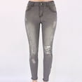 thumbnail image 1 of Fnochy Women's Boyfriend Jeans Stretchy Ripped Distressed Denim Pants Size 4-12, 1 of 6