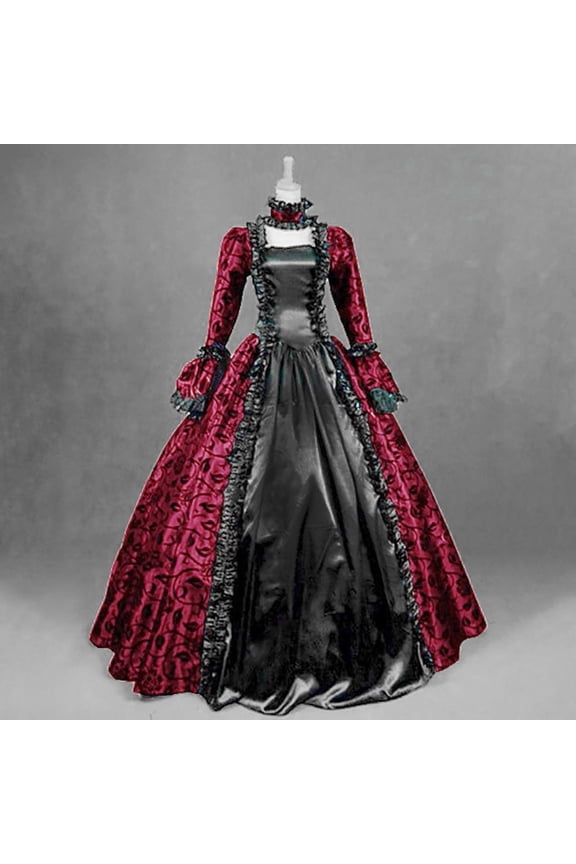 Women's Dress One Piece Ladies Skirt Fall Winter Gothic Retro Floral Print Ball Gowns Gowns Dress