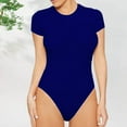thumbnail image 1 of Fnochy Women's One Piece Bodysuits Sexy Ribbed One Piece Square Neck Short Sleeve Bodysuits, 1 of 6