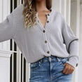 thumbnail image 1 of Fnochy Women's Pullover Sweaters Woman Fashion Button Reversible Long Sleeves Knit Cardigan Loose Tops Blouse Sweater, 1 of 6