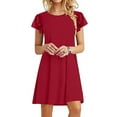 thumbnail image 1 of Fnochy Women's Summer Dress Plus Size Mini Dresses Casual Ruffle Short Sleeve Cute Round Neck Flowy Dress With Pockets, 1 of 6