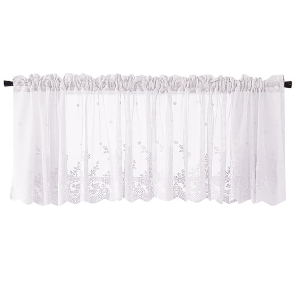 Fnochy Woven Textured Valance for Bathroom, Elegant Lace Crochet Curtain Set, Water Repellent Window Covering, Light Filtering, Easy Install, Perfect for Home Decor