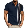 thumbnail image 1 of Fnooota Big & Tall Men's Casual Polo Shirts, Work Summer Pullover Collared Short Sleeve Tops Dark Blue Size 3XL, 1 of 3