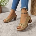 thumbnail image 1 of Fnooota Block Heel Sandals for Women, Ankle Strap Summer Casual Open Toe Chunky Sandals Brown Size 8.5, 1 of 7