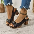 thumbnail image 1 of Fnooota Block Heel Sandals for Women, Open Toe Summer Casual Ankle Strap Chunky Sandals Black Size 9, 1 of 6