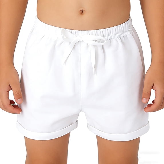 Fnooota Boys Athletic Shorts, Elastic Waist Casual Running Summer Kids Shorts White Size 2-3T