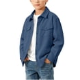 thumbnail image 1 of Mooqilaa Boys Button Down Shirts, Collared Casual Spring Fall Corduroy Long Sleeve Shirts Blue Size 12-13 T, 1 of 6