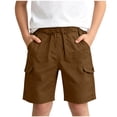 thumbnail image 1 of Fnooota Boys Cargo Shorts, Summer Cotton Relaxed Fit Elastic Waist Kids Shorts with Pockets Brown Size 5-6 T, 1 of 8