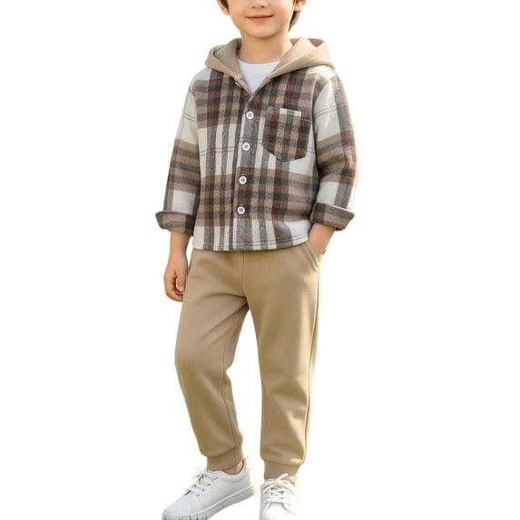 Mooqilaa Boys Cotton Outfit Sets, Long Sleeve Fashion 2 Piece Fall Kids Clothing Sets Multicolor Size 4-5 T