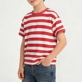 thumbnail image 1 of Fnooota Boys Cotton T-shirts, Short Sleeve Stripe Crew Neck Casual Kids Tees Red Size 9-10 T, 1 of 5