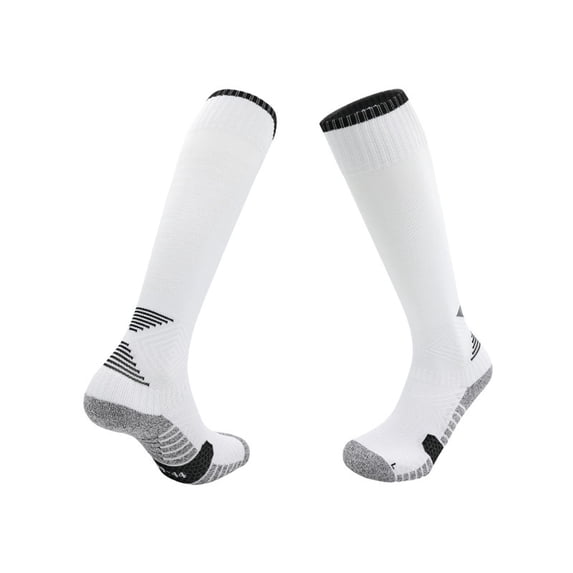 Mooqilaa Boys Knee High Socks, Breathable Training Cushioned Stretch Soccer Socks White Size 10-17T