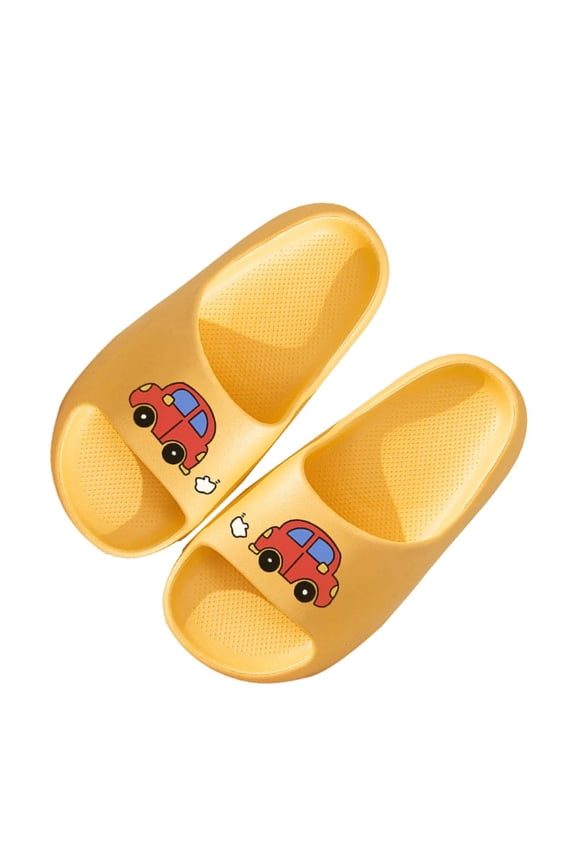 Boys Slide Sandals, Casual Non Slip Open Toe Slip On Summer Shoes Yellow Size 12-12.5(Little Kids)