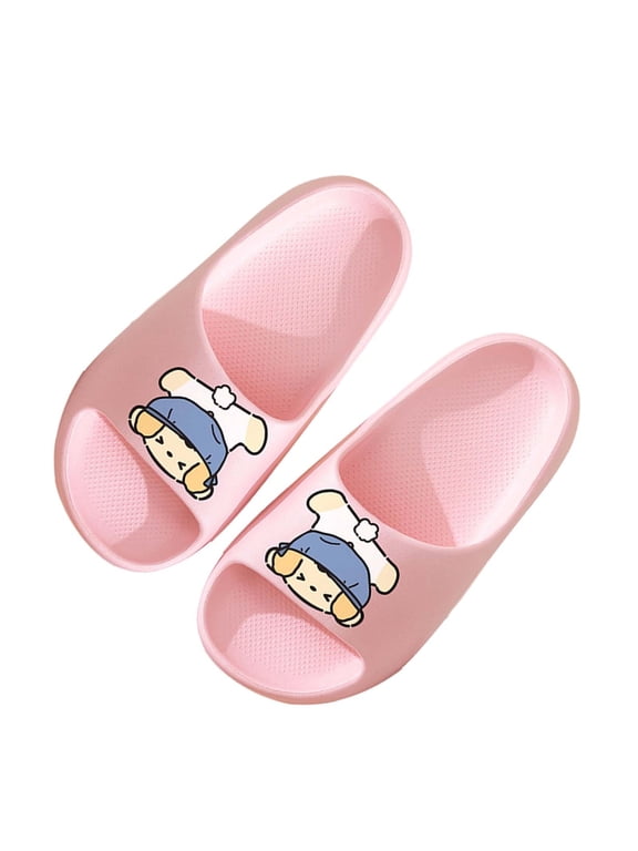 Boys Slide Sandals, Indoor Slip On Non Slip Open Toe Summer Shoes Pink Size 1-1.5(Big Kids)(Big Kids)