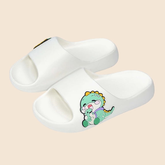 Fnooota Boys Slide Sandals, Open Toe Slip On Non Slip Waterproof Summer Shoes White Size 12-12.5(Little Kids)