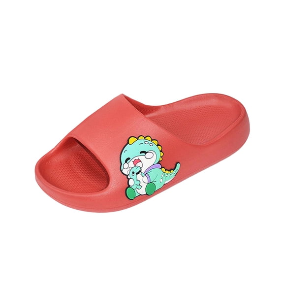 Fnooota Boys Slide Sandals, Waterproof Open Toe Slip On Non Slip Summer Shoes Red Size 13-13.5(Little Kids)