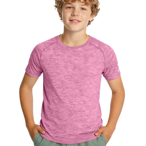 Fnooota Boys T Shirts, Running Quick-drying Short Sleeve Summer Athletic Tops Hot Pink Size 6