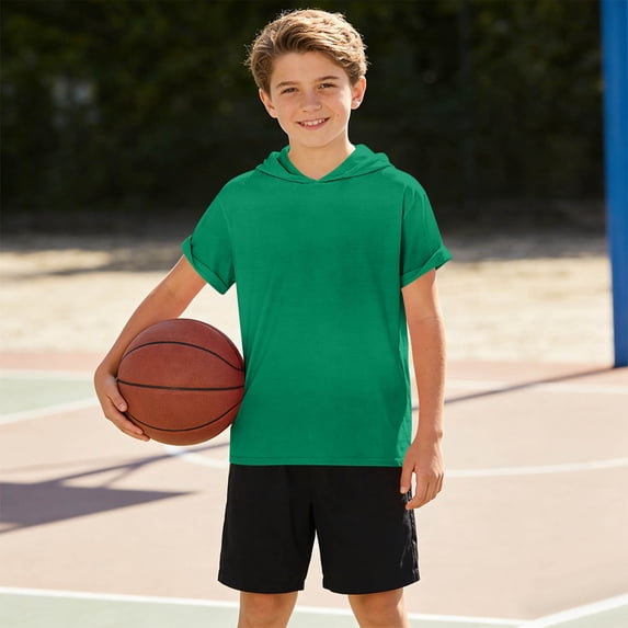 Fnooota Boys T Shirts, Sports Short Sleeve Casual Running Summer Tops Green Size 9-10 T
