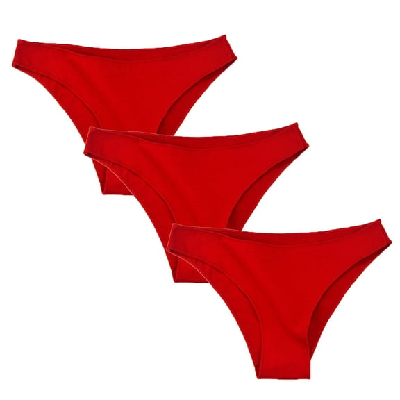 Fnooota Briefs for Women, Stretch Low Waist 3 Pack Breathable Panties Red Size 2XL