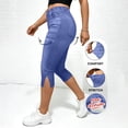 thumbnail image 1 of Fnooota Capris Pants for Women, Summer Slim Fit Casual No Pockets Stretchy Faux Denim Capris Blue Size S-2XL, 1 of 6