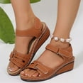 thumbnail image 1 of Fnooota Comfort Sandals for Women, Open Toe Ankle Strap Daily Wide Width Summer Shoes Brown Size 6, 1 of 1