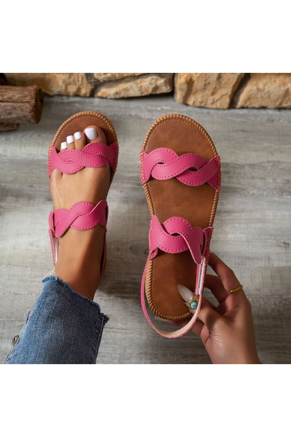 Comfort Sandals for Women&nbsp;, Platform Ankle Strap Open Toe Beach Summer Shoes Sandals Hot Pink Size 9