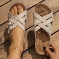 thumbnail image 1 of Fnooota Flat Sandals for Women, Casual Slip On Platform Open Toe Summer Shoes Sandals Beige Size 7, 1 of 7
