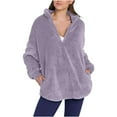 thumbnail image 1 of Fnooota Fleece Sweatshirt for Women, Casual Pullover Warm Half Zip Fall Winter Tops Purple Size M, 1 of 8