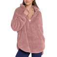 thumbnail image 1 of Fnooota Fleece Sweatshirt for Women, Half Zip Pullover Warm Loose Fall Winter Tops Pink Size M, 1 of 9