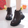 thumbnail image 1 of Mooqilaa Girls Ankle Boots, Side Zip Round Toe Non-Slip Outdoor Lace Up Boots Brown Size 11 Little Kids, 1 of 9