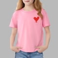 thumbnail image 1 of FSYBOA Girls Cotton T-Shirts, Soft Short Sleeve Crew Neck Summer Kids Graphic Tees Pink Size 2-13 T, 1 of 5