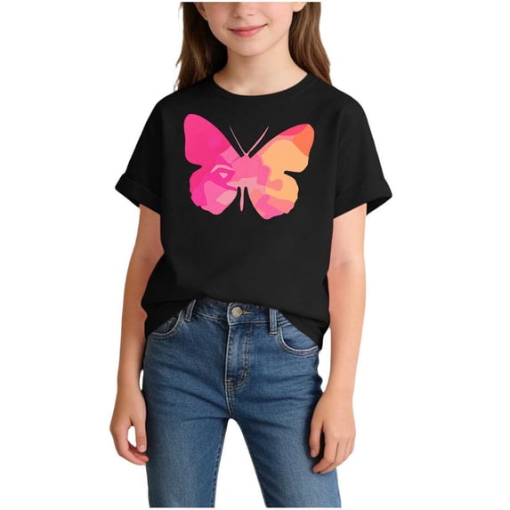 Fnooota Girls Cotton T-shirts, Casual Summer Short Sleeve Soft Kids Graphic Tees Black Size 8-10 T