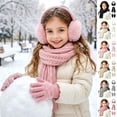 thumbnail image 1 of Mooqilaa Girls Earmuffs,Scarves and Gloves Sets, Winter Knitted 3 Piece Warm Cold Weather Accessories Pink Size 3-12 T, 1 of 7