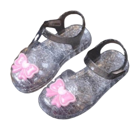 Fnooota Girls Jelly Sandals, Holiday Closed Toe Adjustable Strap Non Slip Summer Shoes White Size 9.5(Toddler)