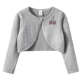 thumbnail image 1 of Mooqilaa Girls Knitted Cardigans, Cropped Lightweight Long Sleeve Open Front Kids Cardigan Sweaters Gray Size 5-6 T, 1 of 6
