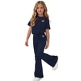 thumbnail image 1 of Mooqilaa Girls Outfit Sets Short Sleeve, 2 Piece Printed Summer Girls Clothing Sets Navy Size 5-6 T, 1 of 5