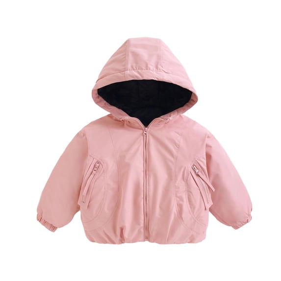 Fnooota Girls Puffer Jackets Size 6, Fashion Hooded Long Sleeve Warm Winter Outerwear with Pockets Pink
