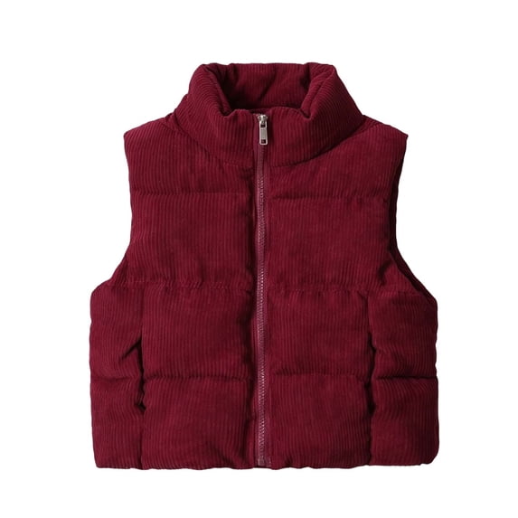Fnooota Girls Puffer Vests, Zipper Warm Lightweight Sleeveless Outerwear Vests Red Size 6-7 T