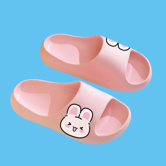 Fnooota Girls Slide Sandals, Open Toe Non Slip Bathroom Slip On Summer Shoes Pink Size 1-1.5(Big Kids)(Big Kids)
