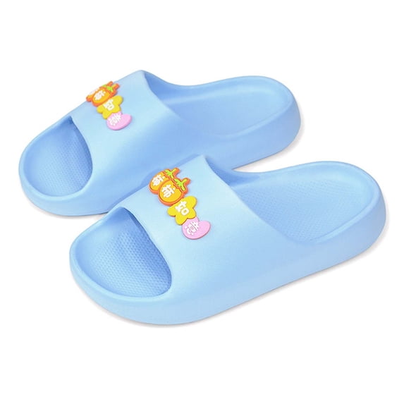Fnooota Girls Slide Sandals, Open Toe Slip On Soft Sole Non Slip Summer Shoes Sky Blue Size 12-12.5(Little Kids)