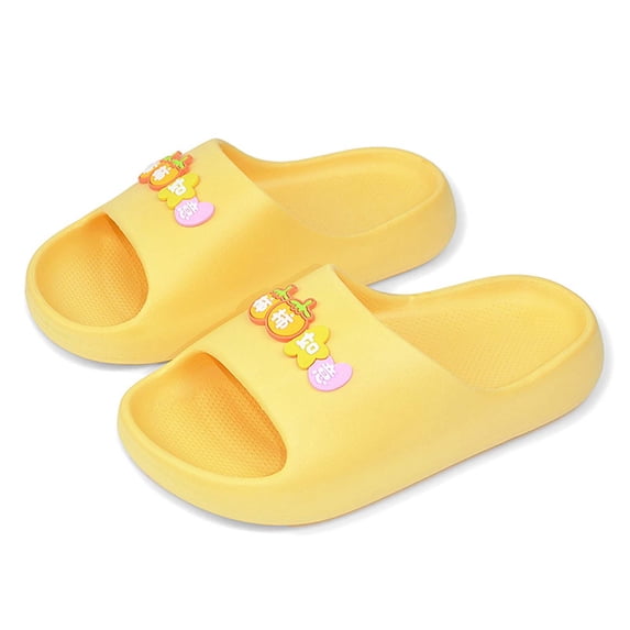 Fnooota Girls Slide Sandals, Soft Sole Slip On Non Slip Open Toe Summer Shoes Yellow Size 1-1.5(Big Kids)