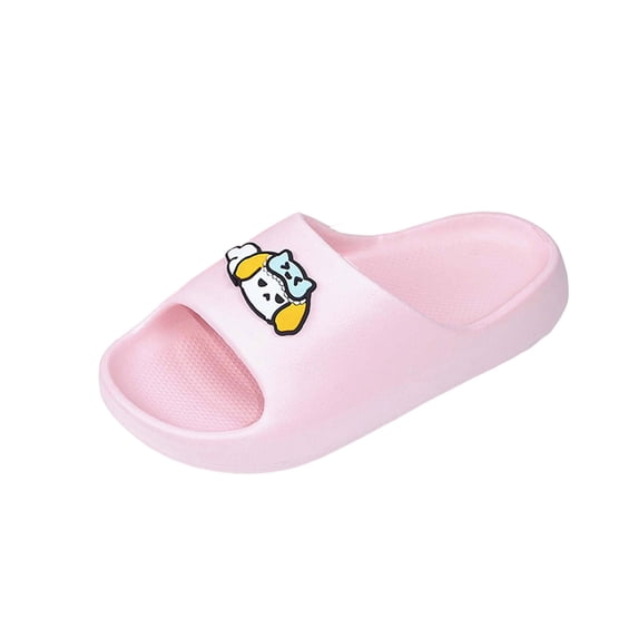 Fnooota Girls Slide Sandals, Waterproof Non Slip Open Toe Slip On Summer Shoes Pink Size 1-1.5(Big Kids)