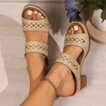 thumbnail image 1 of Fnooota Heeled Sandals for Women, Casual Open Toe 2025 Slip On Summer Shoes Sandals Beige Size 7, 1 of 5