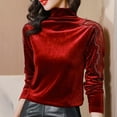 thumbnail image 1 of Fnooota Long Sleeve Blouses for Women, Lace Turtleneck Casual Pullover Womens Undershirts Red Size XL, 1 of 9