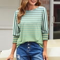 thumbnail image 1 of Fnooota Long Sleeve Tops for Women, Stripe Casual Pullover Spring and Autumn Blouses Green Size XL, 1 of 6