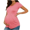 thumbnail image 1 of Fnooota Maternity T-Shirts, Crew Neck Short Sleeve Slim Fit Soft Summer Tops Red Size M, 1 of 6